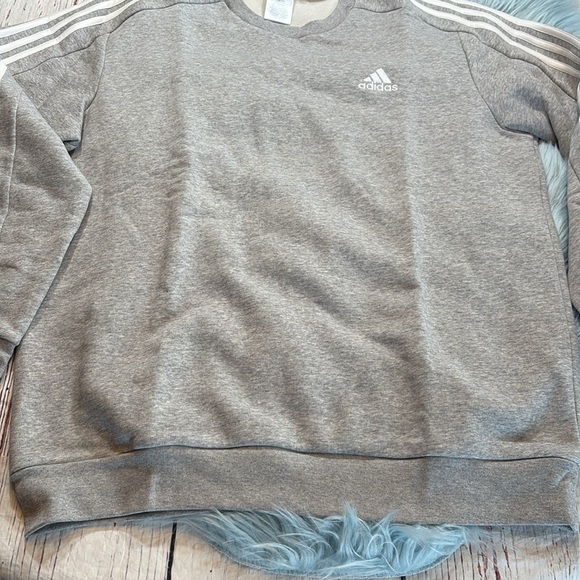 NWT Adidas Grey 3 Stripe Sweatshirt sz L - Picture 7 of 11